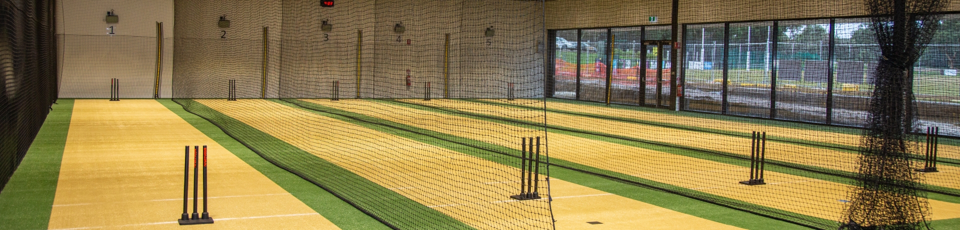 Photo of the five lane indoor cricket centre at Jubilee park