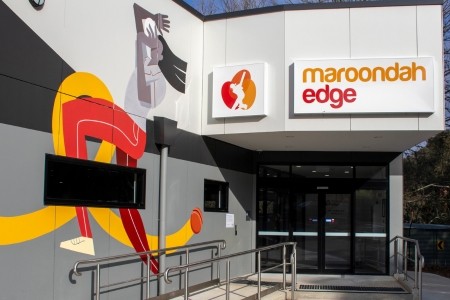 Front entrance of Maroondah Edge after mural completion